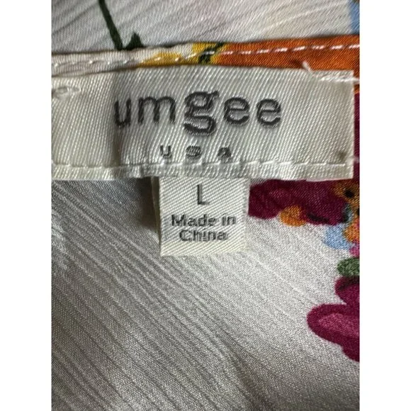 Umgee Floral Boho Blouse Womens Large Batwing Balloon Sleeve - Picture 4 of 5